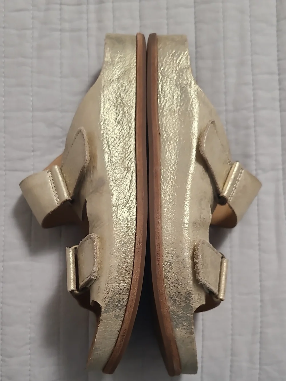Korks Ease Women's Double Strap Platform Gold Sandals Sz 9M